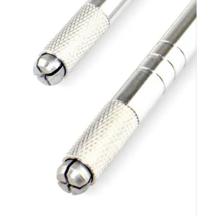 100 шт., серебряная алюминиевая профессиональная ручная ручка для татуировки, перманентный макияж, ручка для татуировки, 3D ручка для вышивки бровей, MicroBlading Pen7404152