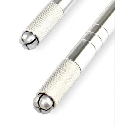 Silver Aluminium Professional Manual Tattoo Pen Permanent Makeup Tattooing Pen 3D Eyebrow Brodery Microblading Pen5997031