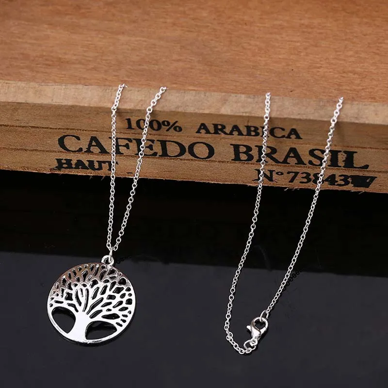 Wholesale 925 Silver Plated living Tree of life Pendant Necklace Fit 18inch O Chain or earrings Bracelet Ring for Women Girl Jewery Set