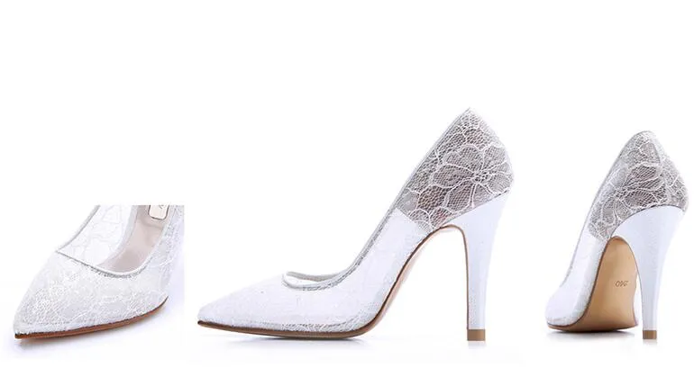 Scarpe da sposa vintage in pizzo bianco e pelle di pecora con cinturini a T Chiusura con fibbia in pelle Party Dance Tacchi alti Sandali da donna Stivali da sposa corti K015