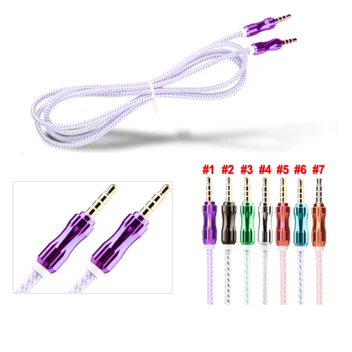 1M 3ft Cord Calabash Style Metal Port Car Stereo Audio Audio Line Date Jelly Wire Extension 35mm Male to Male Aux Cable1814966
