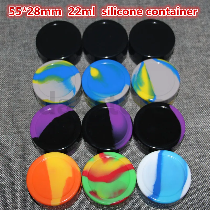 Armazenamento de ervas secas 22ml frascos Dab Silicone Container para Atomizer Vaporizador E Cigarro Caixa de óleo reutilizável Caixas de cera de silicone recipientes