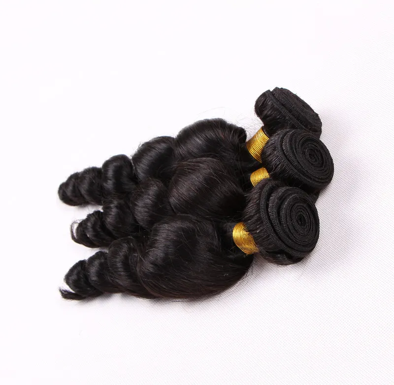 3 Pcs Indian Virgin Hair Loose wave Unprocessed Human hair bundle Natural color Double Weft free DHL