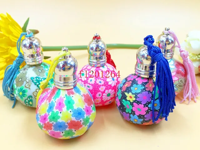 15ml Pumpkin Empty Essential Oil Bottle Roll On Polymer Clay Bottles Decoration with Tassel