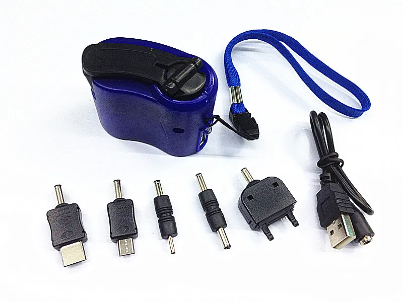 الشاحن الشاحن للهاتف المحمول Universal Dynamo Hand Crank USB مع تدوير LED الأحمر