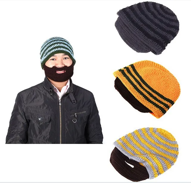 Sombrero de bigote de moda hecho a mano de punto de ganchillo sombrero de barba máscara de bicicleta gorra de esquí caballero romano pulpo fresco divertido gorros regalo envío gratis