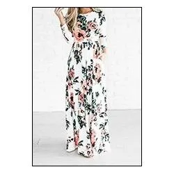 Preself-Floral-Printed-Long-Maxi-Dress-New-Women-Crew-Neck-Fashion-3-4-Sleeve-Plus-Size