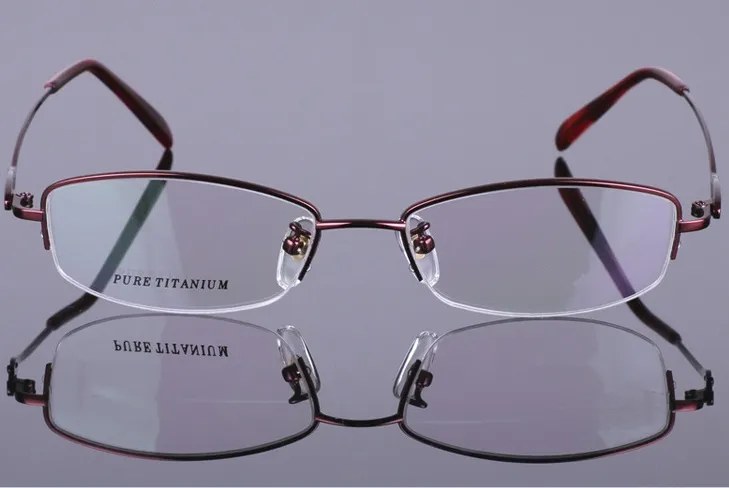 fashion elegant female glasses 100% Pure Titanium half-rim oval style optical frame five colors ultra light eyeglasses 8276