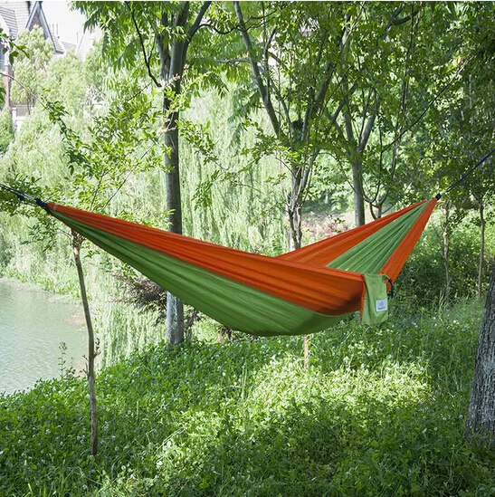 Ree verzending 100 stks / partij Outdoor Parachute Doek Slapen Hangmat Single Camping Hangmat