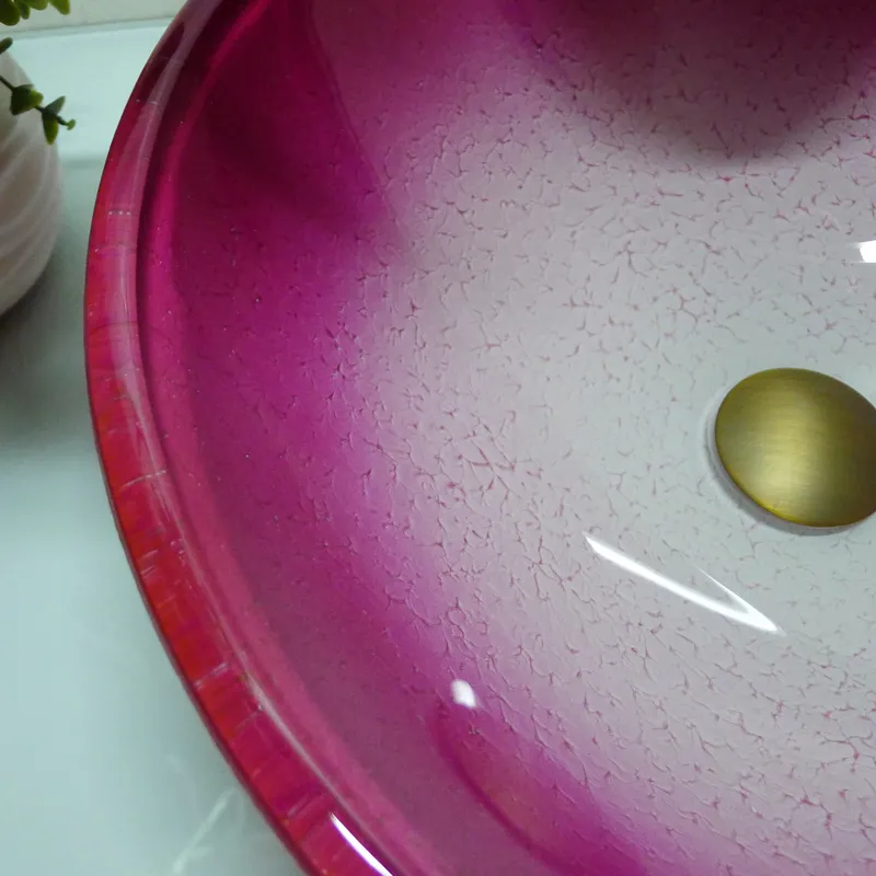 Salle de bain en verre trempé Perte à main le comptoir supérieur bassin en forme de bateau Basins lavabo de lavabo de vesti