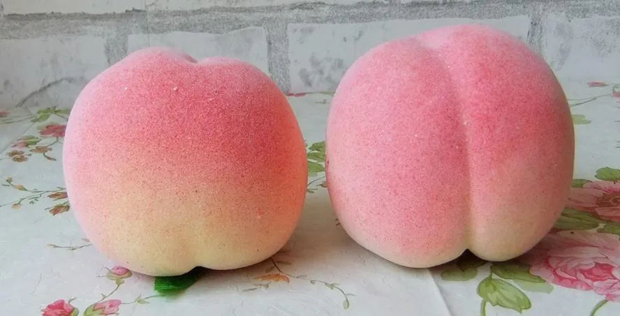 Heet nep perzik 8 cm * 7cm perzik kunstmatige simulatie roze perziken fruitdecoraties voor bruiloft foto rekwisieten