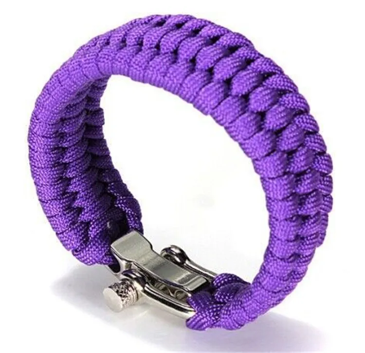 Açık Survival Acil Paracord Köstek Ayarlanabilir U Toka El Yapımı Paracord Tırmanma Halat Kordon Custom Made Bilezikler Kamp