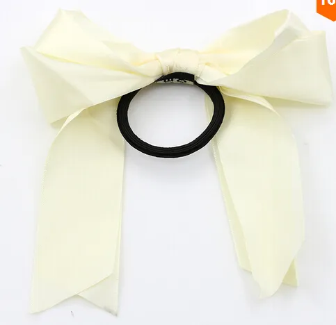 10off 2016 Nouvelle marque de marque de marque Solid Hair Ribbons Band Rope Scrunchie Ponytail Solder Silk Ribbon Bow Hair Accessor3449124