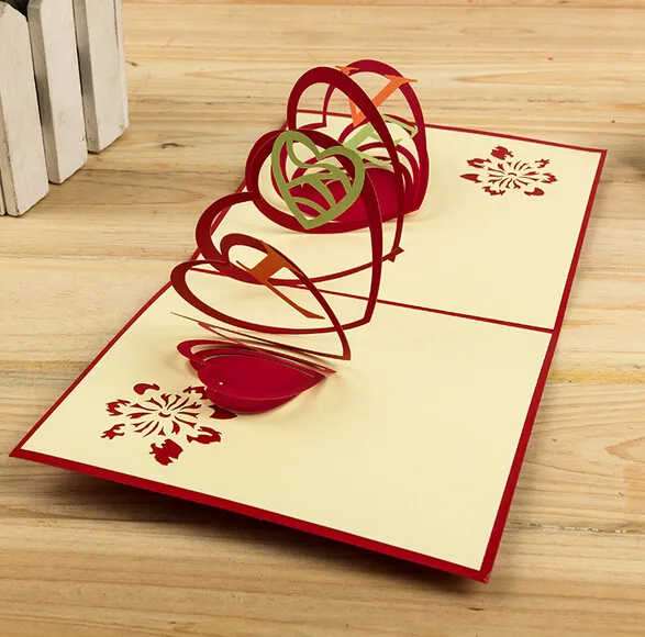 10 pièces creux amour fait à la main Kirigami Origami 3D Pop UP cartes de voeux pour mariage fête d'anniversaire cadeau