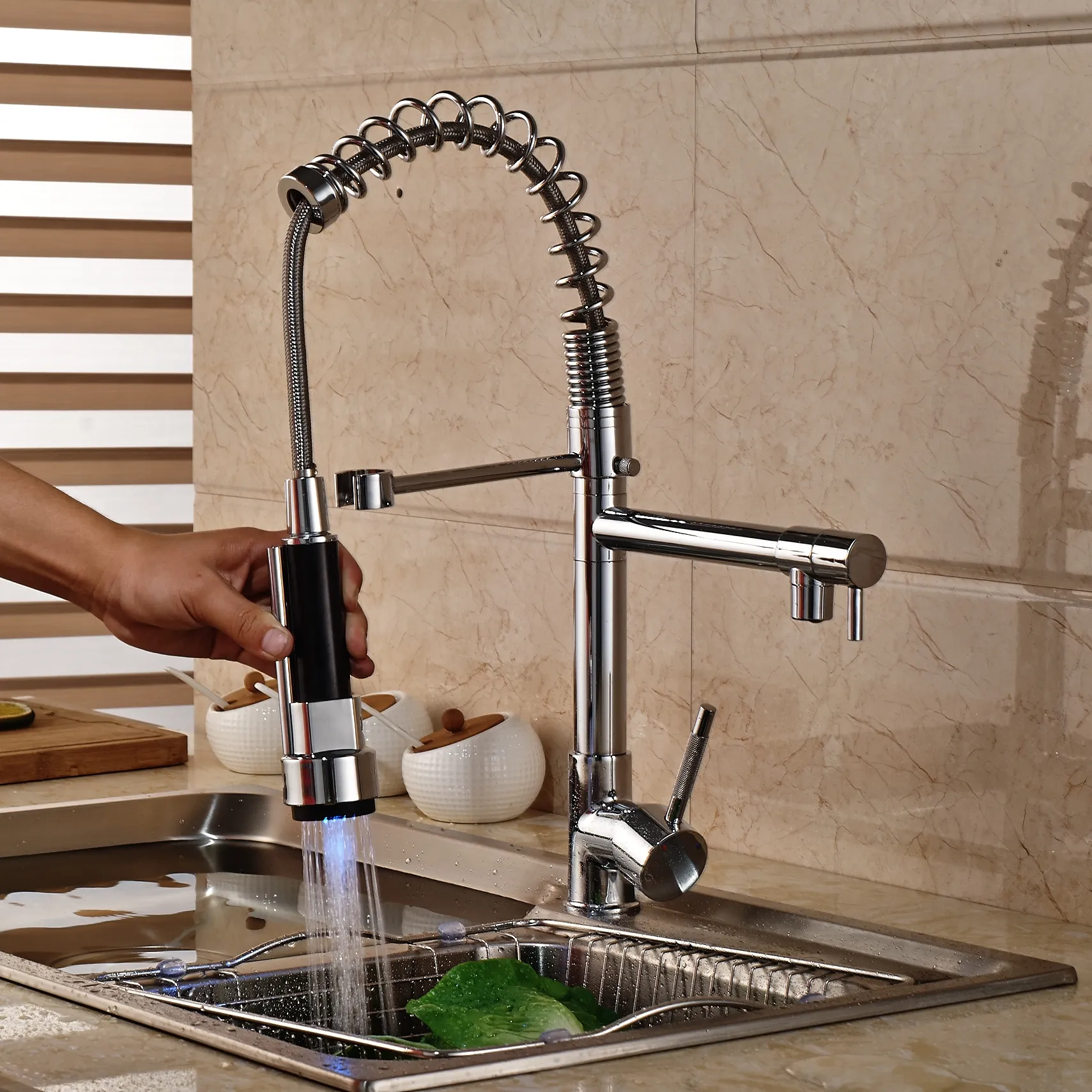 Robinet De Cuisine Double Trou Laiton - Mélangeur Eau Chaude/Froide - Entraxe 100mm
