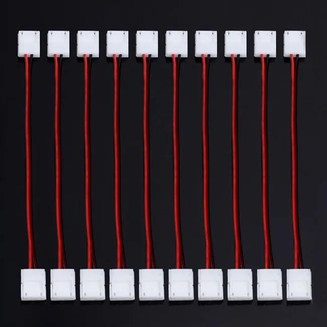 10mm 2pin LED strip connector wire for 5050,5630,5730 single color strip, free solder connector wire