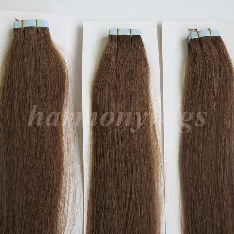 50g الغراء غراء الجلد لحمة الشريط امتدادات الشعر Remy البشرية 18 20 22 24inch 6 Medium البني البرازيلي الهندي هارموني 6081254