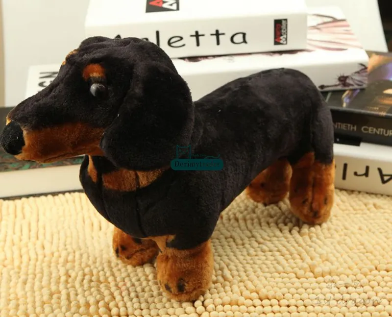 Dorimytrader Pop Realistic Animal Sausagedog Plush Toy Stuffed Dachshund Doll Dog Toys Gift Decoration 40cm DY61800