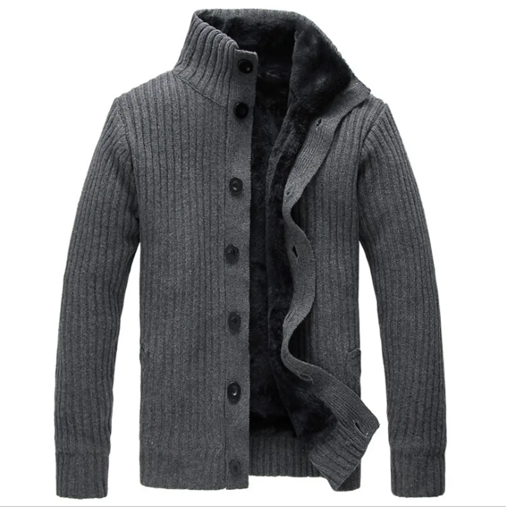 Xangai História outono inverno Cardigans dos homens plus Fleece manga cheia Quente colete masculino casual engrossar malha camisola slim 3 cor