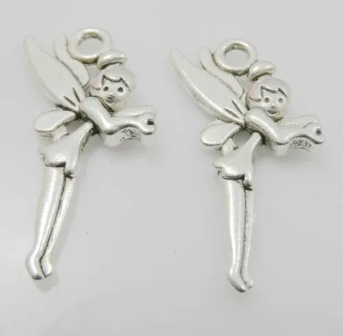 Bezpłatny statek 200 sztuk Tybetański Silver Fairy Angel Charms Wisiorek Fit Bransoletka 25x14mm