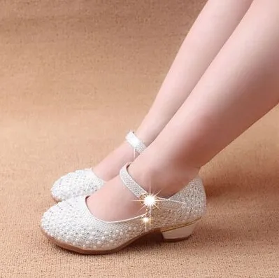 Girls' Shoes Children Princess Shoes 3cm Heels Buckle Strap Children Princess Children Girls Rivets Kids Shoes Leather Shoes Girls Shoes