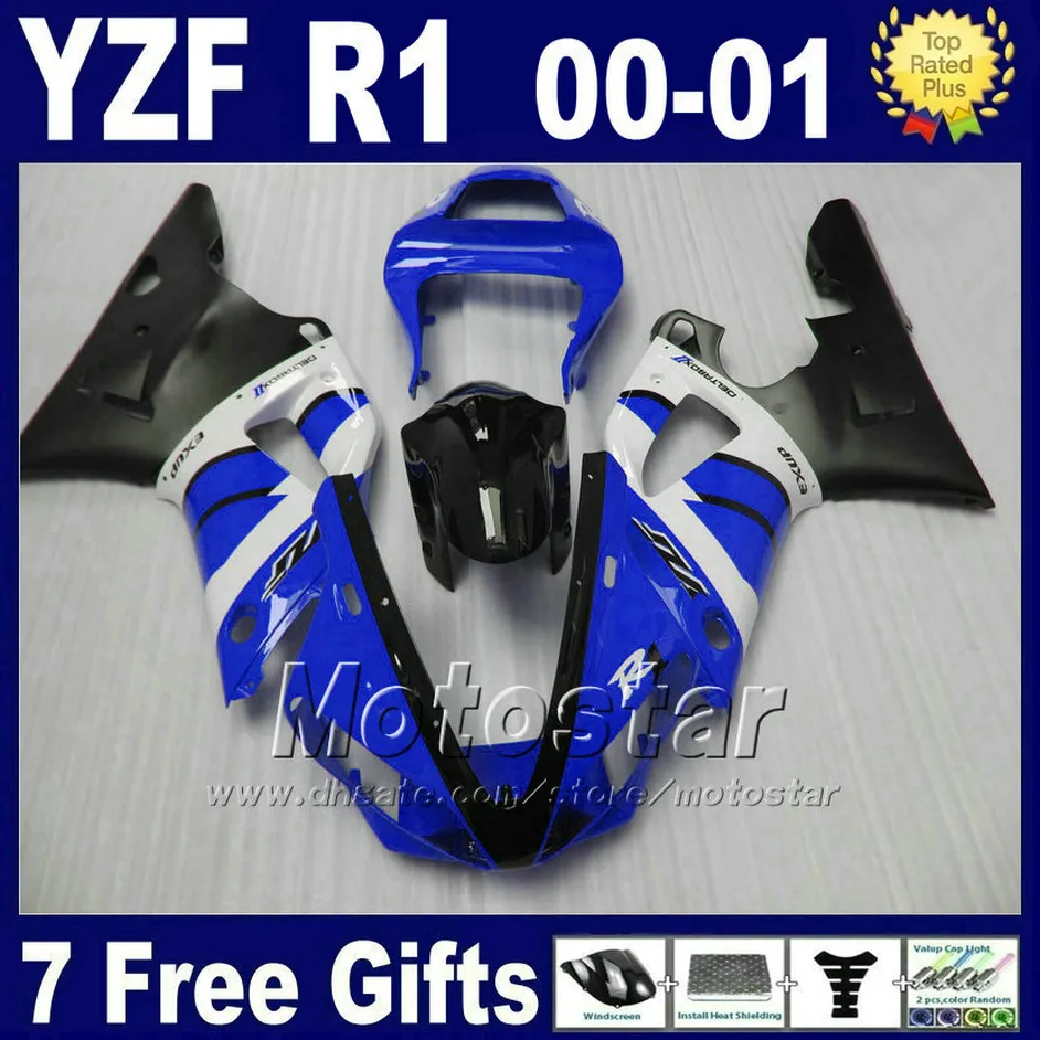 2001年ヤマハYZF R1フェアリングキットブルーホワイト00 01 yzfr1高品質5bm3 ABSプラスチックフェアリングキット