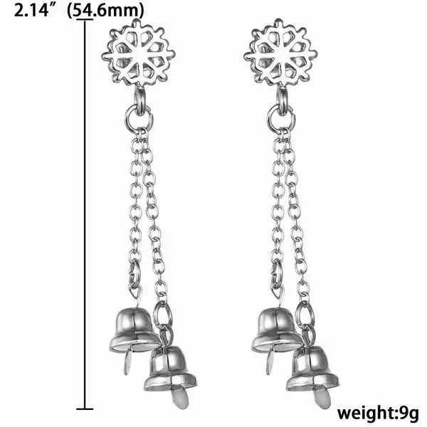 Christmas Snowflake Earrings Creative 54.6mm Long Fashion Simple Bell Alloy Women's Earrings Christmas Gift 