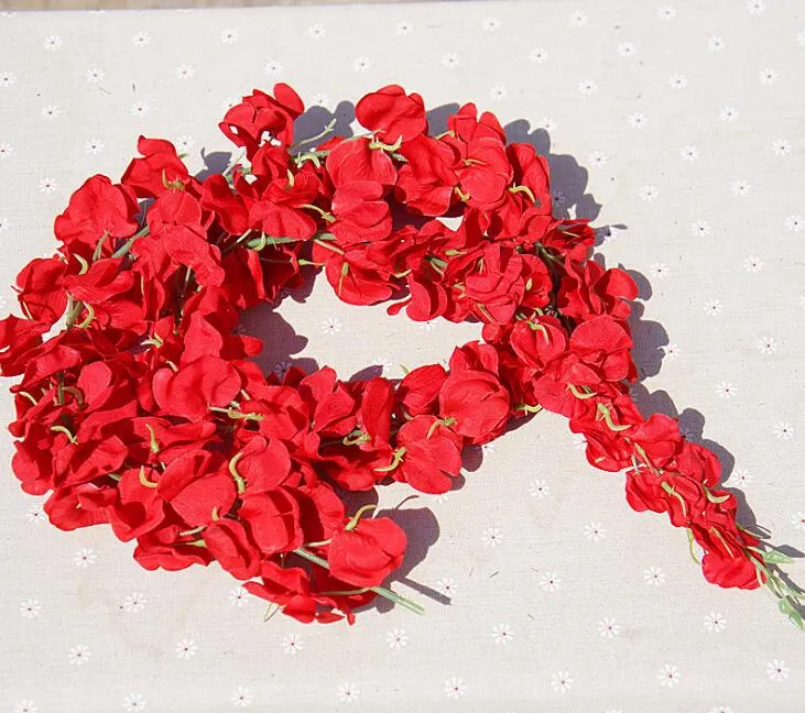 Konstgjord Silke Wisteria Blomma för DIY Wedding Arch Square Rattan Simulering Blommor Vägg Hängande Korg Kan vara förlängning G1234