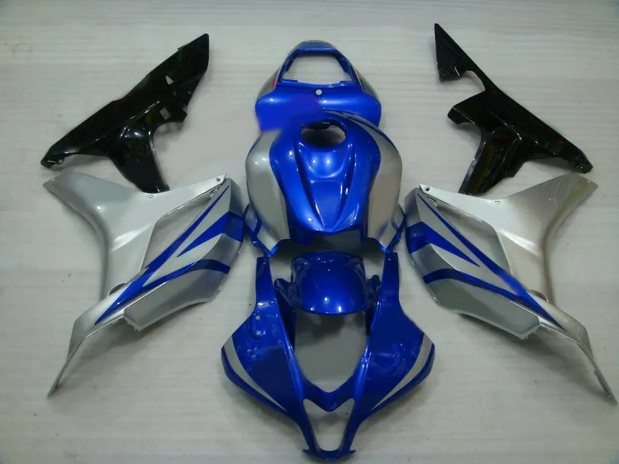 Personalize kit de carenagem de motocicleta para HONDA Injecção CBR600RR 2007 2008 carenagens CBR 600RR F5 07 08 prata azul preto conjunto KQ61