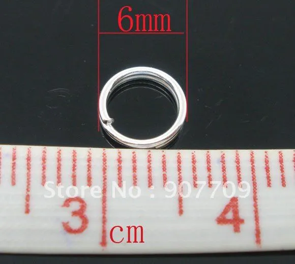Groothandel-1000 verzilverd dubbele loops open jump ringen 6mm / mode-sieraden DIY gratis verzending