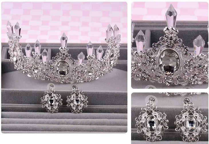 신부 액세서리 Tiaras 귀걸이 액세서리 웨딩 보석 세트 저렴한 가격 패션 스타일 신부 머리 드레스 HK82