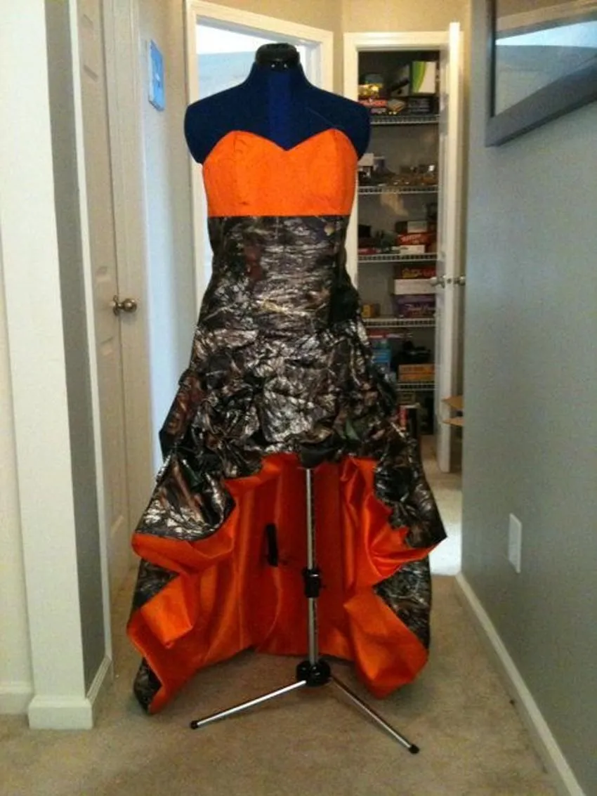 High Low Camo Wedding Dresses 2015 Actual Image Orange Sweetheart