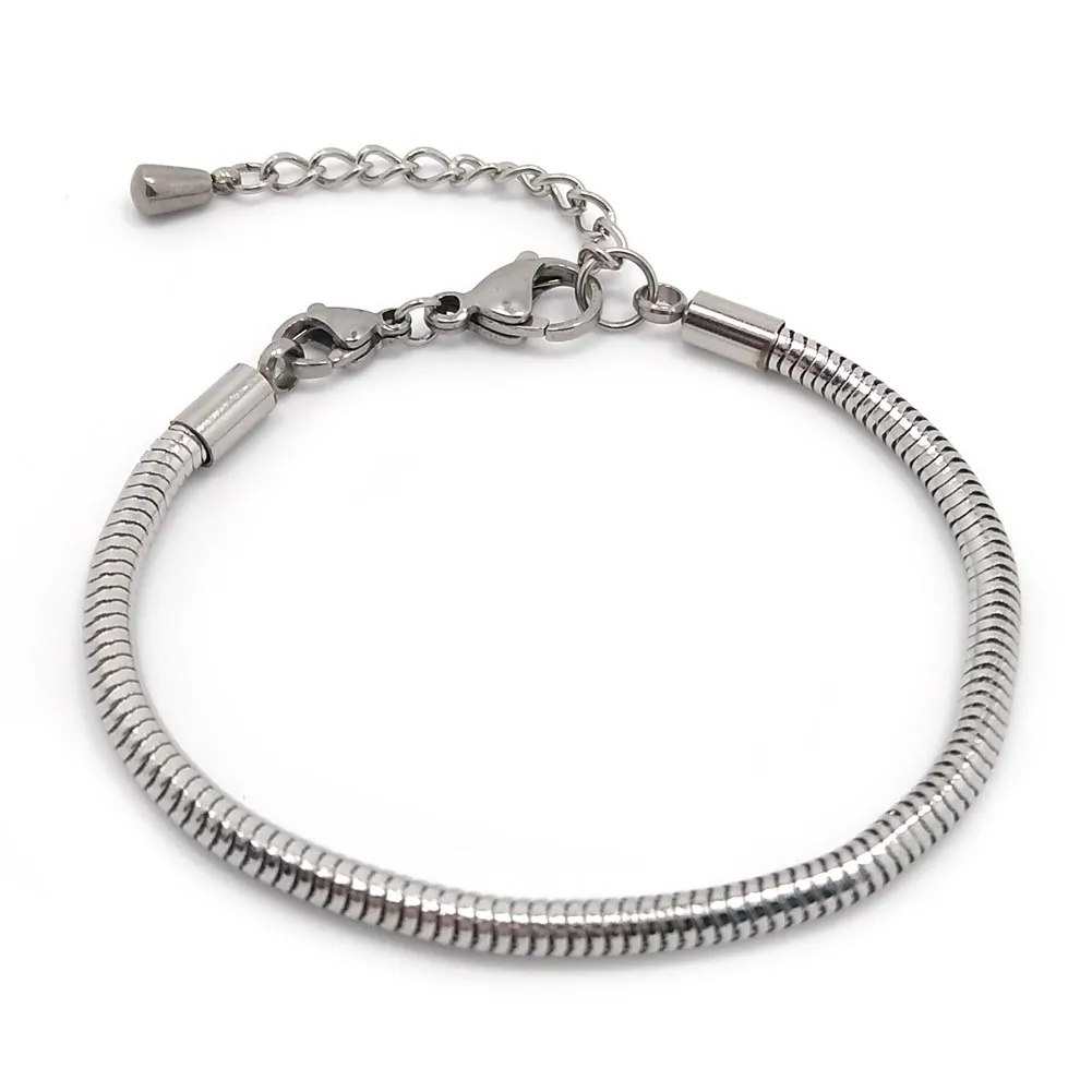 Brand new high quality fashion stainless steel snake chain lobster clasp bracelet fit European bracelet DIY