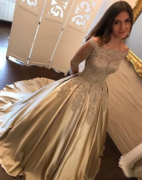 white christmas dresses Long Gold Prom Dress with Corset Bodice main image 0
