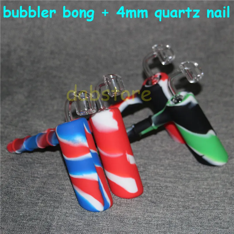 narguilés bol en verre coloré pipe à tabac fumer tuyaux à main marteau silicone bang avec clou de quartz clair couleurs mélangées