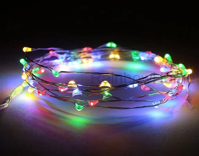 AA Batteri Strömstyrd LED Koppar Silver Wire Fairy Lights String 2m 3m 5m Jul Xmas Hem Party Decoration Seed lampa utomhus