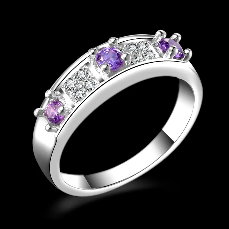 New 925 Sterling Silver fashion jewelry Eternal Oath Purple Diamond With Pave zircon ring hot sell girl gift 1715