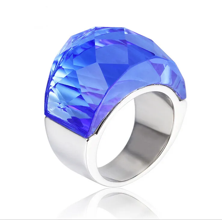 Grote kristallen stenen ringen voor vrouwen rvs glazen anel sieraden multi-color bruiloft ringen rood blauw groen wit