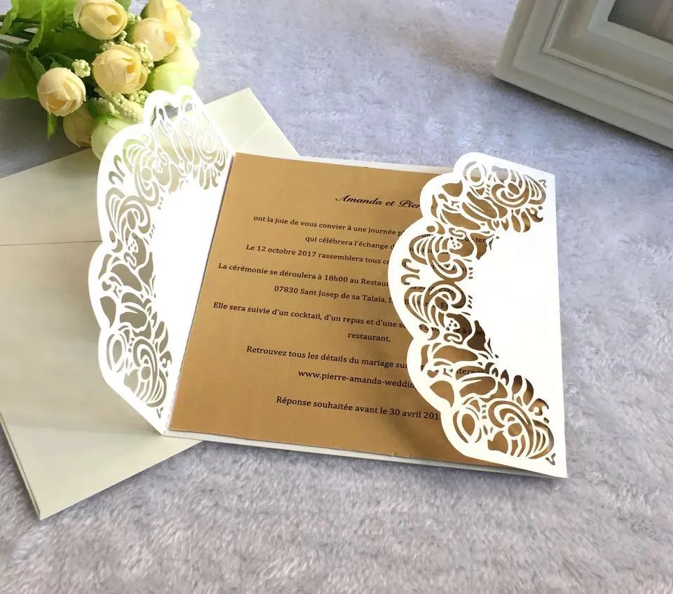 affordable laser cut wedding invitations bachelorette party invitation cards with envelope and blank card 