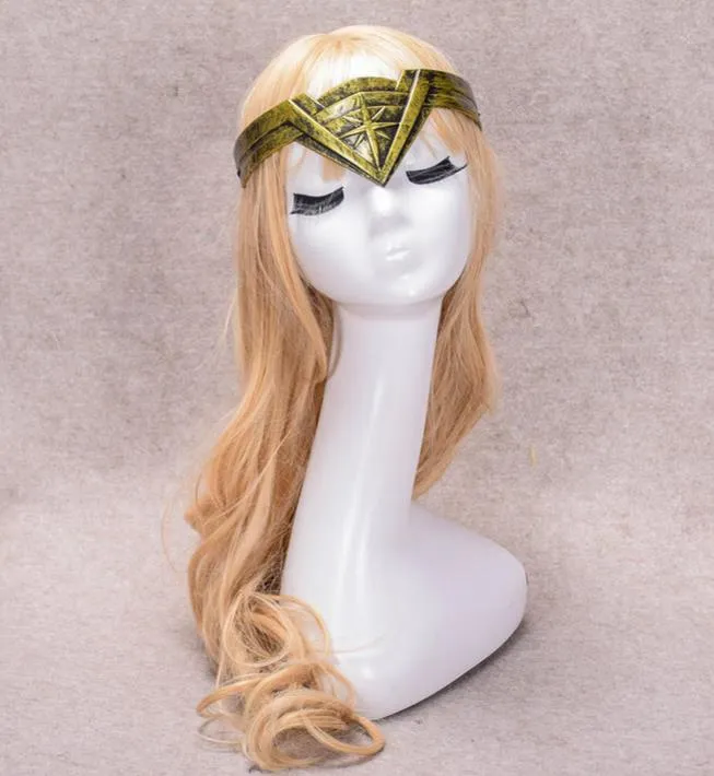 Boże narodzenie Wonder Woman pałąk Tiara korona stroik Cosplay nakrycia głowy komiks rekwizyty kostiumowe Prop złoto srebro impreza impreza przysługa