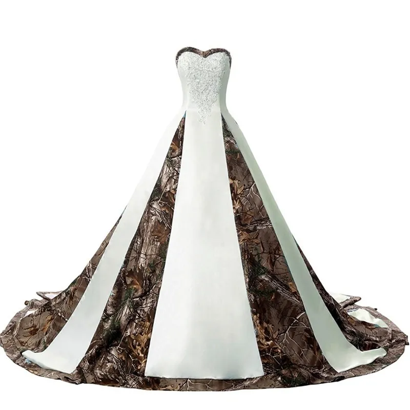 Elegant Camo Wedding Dress Cheap Plus size Sweetheart 2022 A line Corset Back Beaded Applique Big Train Bridal Gowns For Wedding