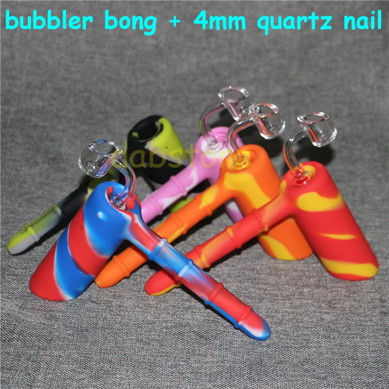 hookahs Hammer shape water bongs silicon smoking tobacco silicone hand pipes nectar with quartz nails