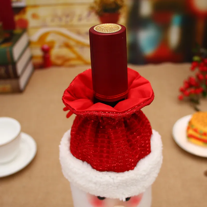 Decorazioni natalizie la tavola simpatiche borse copribottiglie di vino rosso di Babbo Natale Simpatiche decorazioni la tavola da pranzo regali di Natale in flanella