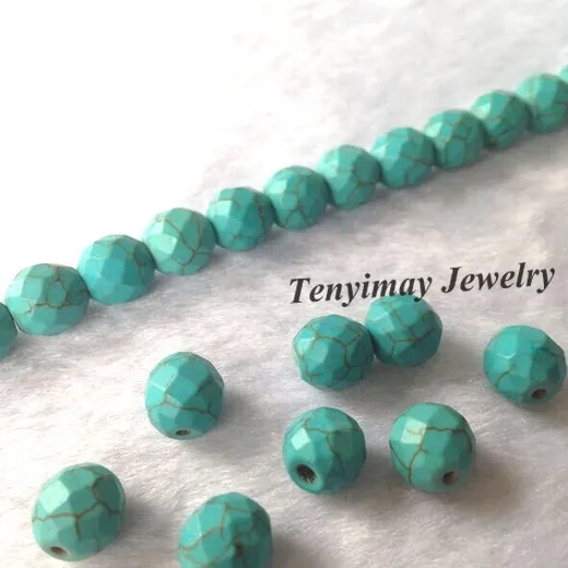 New Arrival 8mm Faceted Turkusowe Koraliki dla DIY Hurtownie 5 Nici / Lot (50 sztuk / Strand)