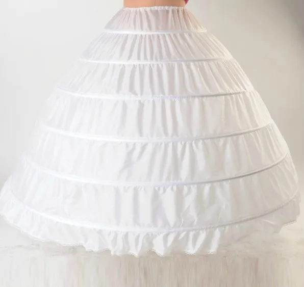 Plus storlek Crinoline petticoat kjol brud 6 hooped petticoats för bollklänningar midja 25 tum-55 tum hög kvalitet i lager bröllop accessorie