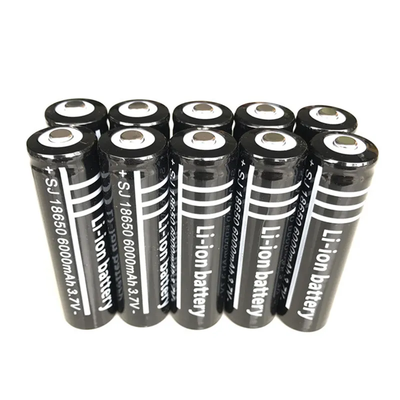 Negro Ultrafire 18650 alta capacidade 6000mAh 3.7V bateria recarregável li-ion para led shirtlight câmera digital lítio baterias carregador