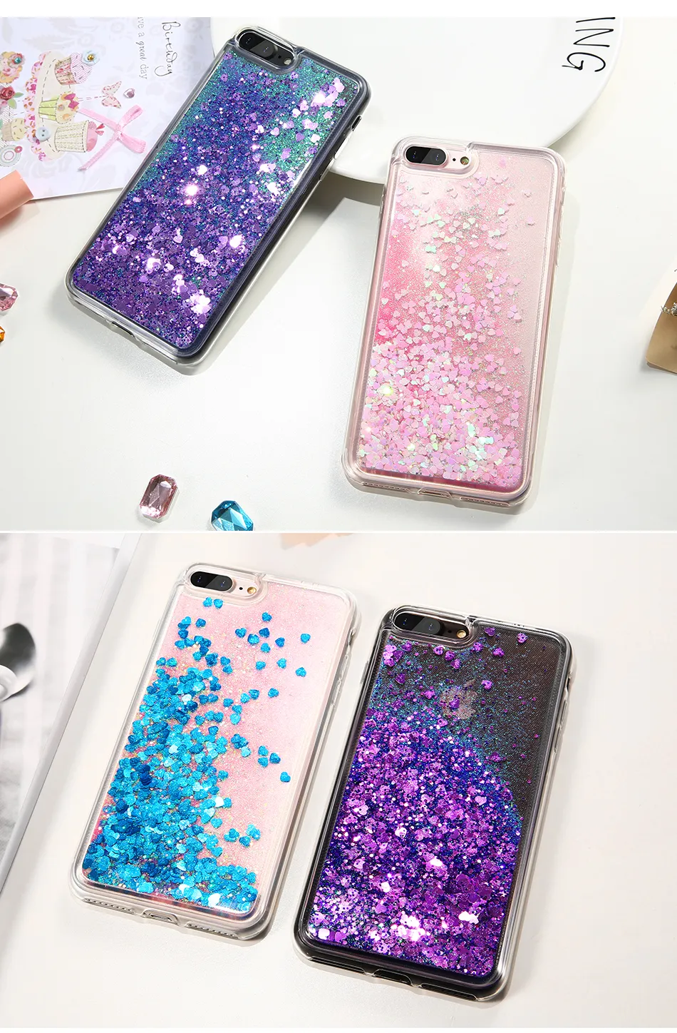 Bling Liquid Quicksand Phone Case For iPhone 7 7 Plus Shiny Sequin Soft Silicone Case Cover For iPhone 5 5S SE 6 6s Plus