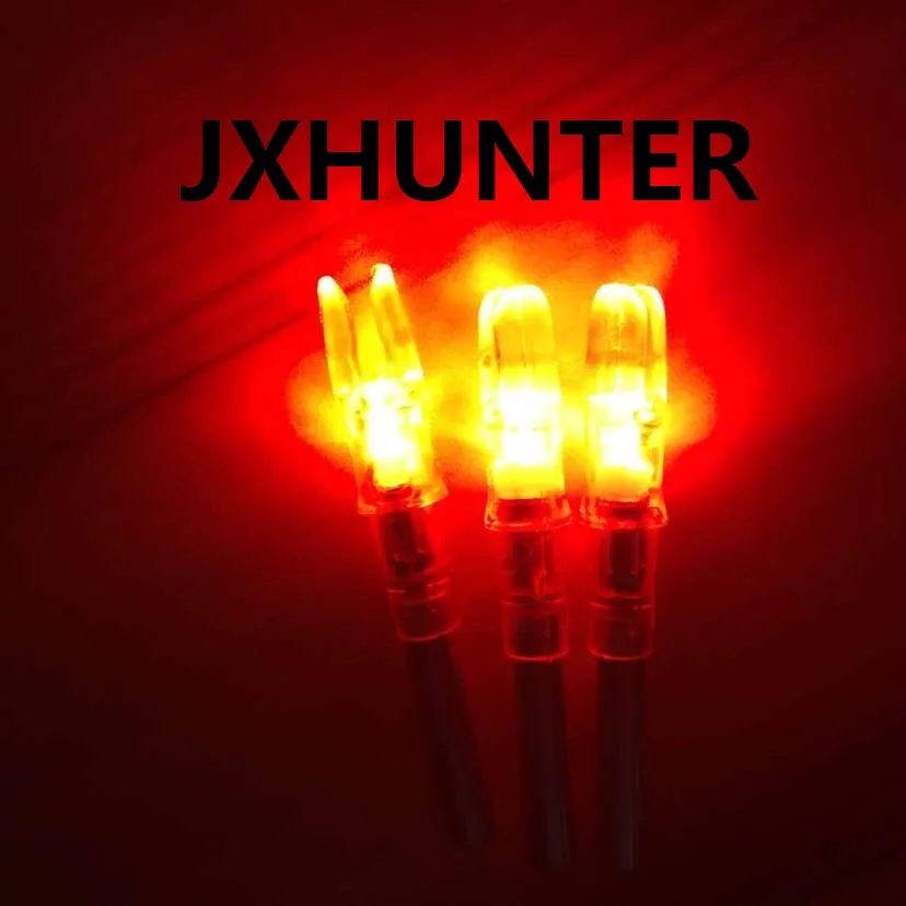 3kkアーチェリー狩猟複合弓炭素矢のテールのライト付きLEDライト矢印Nock for ID 6.2mm矢印赤い色
