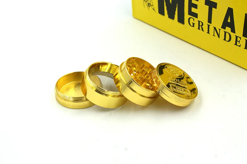 40 * 36mm 4 Layer Gold Pepper Grinders Metal Herb Grinder Hand Muller Tobacco Grinder Zinc Alloy CNC Tänder Grinders Gratis frakt MKK185