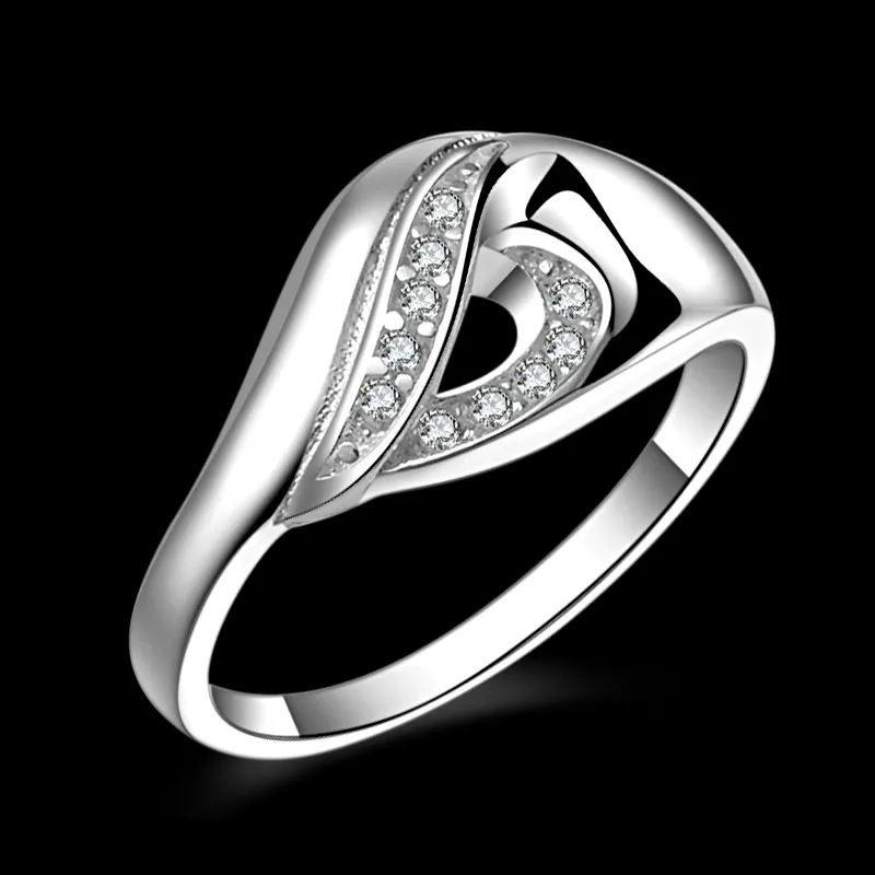 Livraison gratuite Nouveau 925 Bijoux de mode en argent sterling ouvrant le diamant blanc avec pave zircon ring hot vend girl cadeau 1718